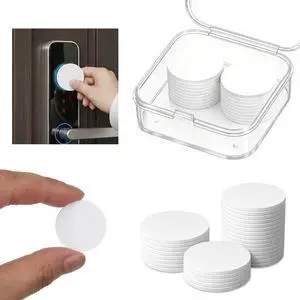 50 Pcs Stickers Tags with NTAG215 Chip Cards with Adhesive Back 25mm Coin RFID Tags Rewritable 504 Bytes Memory Suitable for All Enabled Devices and Smartphones (White) 50 Pcs Stickers Tags with NTAG215 Chip Cards with Adhesive Back 25mm Coin RFID Tags Rewritable 504 Bytes Memory Suitable for All Enabled Devices and Smartphones (White)