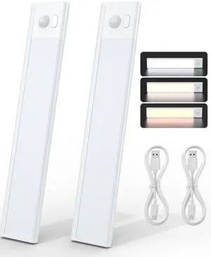 2 Pack 66 LED Motion Sensor Closet Lights, 9.2 Rechargeable Under Cabinet Lighting Magnetic Wireless 3 Color Temps & Dimmable Under Counter Light Motion Activated Pantry Light (110 Lumen) 2 Pack 66 LED Motion Sensor Closet Lights, 9.2 Rechargeable Under Cabinet Lighting Magnetic Wireless 3 Color Temps & Dimmable Under Counter Light Motion Activated Pantry Light (110 Lumen)