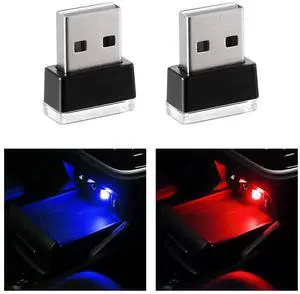 2 PCS USB LED Car Interior Atmosphere Lamp, Portable Mini LED Night Light, Plug-in USB Interface Trunk Ambient Lighting Kit, Universal Interior Car Accessories (Red+Blue) 2 PCS USB LED Car Interior Atmosphere Lamp, Portable Mini LED Night Light, Plug-in USB Interface Trunk Ambient Lighting Kit, Universal Interior Car Accessories (Red+Blue)