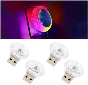 4PCS USB LED Car Interior Atmosphere Lamp, Portable Mini Car LED Night Light Decoration, Plug-in USB Automotive Ambient Lighting Kit, Universal for Cars SUVs Trucks RVs (Multicolor Slow Flash) 4PCS USB LED Car Interior Atmosphere Lamp, Portable Mini Car LED Night Light Decoration, Plug-in USB Automotive Ambient Lighting Kit, Universal for Cars SUVs Trucks RVs (Multicolor Slow Flash)