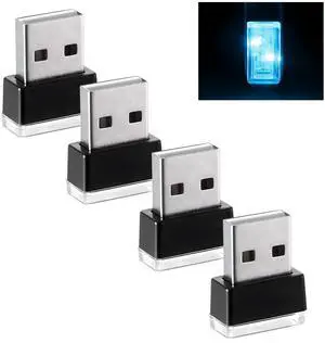 4 PCS USB LED Car Atmosphere Lamp, Mini Night LED Vehicle Trunk Ambient Lighting Kit, Portable Plug-in USB Interface Vehicle Decor Atmosphere Lamp, Interior Car Accessories (Ice Blue) 4 PCS USB LED Car Atmosphere Lamp, Mini Night LED Vehicle Trunk Ambient Lighting Kit, Portable Plug-in USB Interface Vehicle Decor Atmosphere Lamp, Interior Car Accessories (Ice Blue)