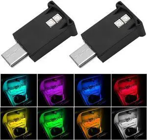 2PCS USB Type C LED Ambient Light,8 Colors RGB Dynamic Interior Atmosphere Lamp,Adjustable Mini USB LED Light for Car Decoration, Laptop, Keyboard, Universal Vehicle Interior Accessories 2PCS USB Type C LED Ambient Light,8 Colors RGB Dynamic Interior Atmosphere Lamp,Adjustable Mini USB LED Light for Car Decoration, Laptop, Keyboard, Universal Vehicle Interior Accessories