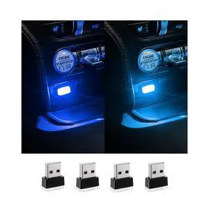 4 PCS USB LED Car Interior Atmosphere Lamp, Plug-in USB Decor Night Light, Portable Auto Ambient Lighting Kit, Universal Vehicle Interior Accessories for Most Cars (Blue & Ice Blue) 4 PCS USB LED Car Interior Atmosphere Lamp, Plug-in USB Decor Night Light, Portable Auto Ambient Lighting Kit, Universal Vehicle Interior Accessories for Most Cars (Blue & Ice Blue)