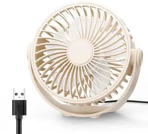 USB Desk Fan, 5 Inch Mini Portable, 3 Speeds Strong Airflow Personal Desktop, Detachable Cooling Fan 360° Rotation Quiet Small Fan for Desk Home Office Travel Car, Beige, 5ft Cable USB Desk Fan, 5 Inch Mini Portable, 3 Speeds Strong Airflow Personal Desktop, Detachable Cooling Fan 360° Rotation Quiet Small Fan for Desk Home Office Travel Car, Beige, 5ft Cable