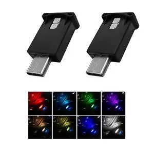 2 PCS USB Type C LED Ambient Light, 8 Colors RGB Car Interior Atmosphere Lamp, Plug-in USB Interface Mini LED Night Light, Portable Decoration Lighting Kit for Car Laptop 2 PCS USB Type C LED Ambient Light, 8 Colors RGB Car Interior Atmosphere Lamp, Plug-in USB Interface Mini LED Night Light, Portable Decoration Lighting Kit for Car Laptop