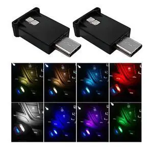 2PCS USB Type C LED Ambient Light, 8 Colors RGB LED Car Atmosphere Lamp with Adjustable Brightness, 5V Plug-in USB Night Lights Interior Decoration for Vehicle Home Office 2PCS USB Type C LED Ambient Light, 8 Colors RGB LED Car Atmosphere Lamp with Adjustable Brightness, 5V Plug-in USB Night Lights Interior Decoration for Vehicle Home Office