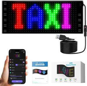 Front Windshield Light Signs for Car | Programmable LED Car Sign | Taxi Flexible LED Advertising Sign | Bluetooth APP | Custom Editor Animations/Text Front Windshield Light Signs for Car | Programmable LED Car Sign | Taxi Flexible LED Advertising Sign | Bluetooth APP | Custom Editor Animations/Text