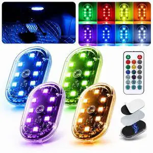 Magnetic LED Interior Car Lights, 8 Colors RGB Wireless Ambient Nightlight Magnetic LED Interior Car Lights, 8 Colors RGB Wireless Ambient Nightlight