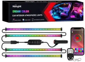 4PCS Interior Car Strip Lights Cigarette Lighter Dream Color RGB-IC 12V DC with App Remote Control Multicolor Under Car Dash Lighting 2 Lines Design Music Sync Mode for Cars Truck ATV UTV 4PCS Interior Car Strip Lights Cigarette Lighter Dream Color RGB-IC 12V DC with App Remote Control Multicolor Under Car Dash Lighting 2 Lines Design Music Sync Mode for Cars Truck ATV UTV