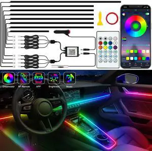 Interior Car LED Strip Lights, Acrylic LED Lights for Car with Dynamic Dreamcolor Chasing, Ambient Lighting Kits Music Sync Wireless APP and RF Remote Control (8 in 1) Interior Car LED Strip Lights, Acrylic LED Lights for Car with Dynamic Dreamcolor Chasing, Ambient Lighting Kits Music Sync Wireless APP and RF Remote Control (8 in 1)