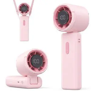 Mini Handheld Fan, Pink Portable Turbo Fan with LCD Screen, 4000mAh Rechargeable Battery, 100-Level Speed Control, 90° Foldable Personal Cooling Fan for Travel, Office, Outdoor Use Mini Handheld Fan, Pink Portable Turbo Fan with LCD Screen, 4000mAh Rechargeable Battery, 100-Level Speed Control, 90° Foldable Personal Cooling Fan for Travel, Office, Outdoor Use