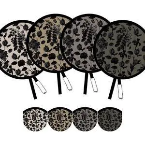 4 Pack Elegant Black Plant Foldable Hand Fans, Versatile Round Handheld Fans for Travel, Events, Indoor and Outdoor (Black) 4 Pack Elegant Black Plant Foldable Hand Fans, Versatile Round Handheld Fans for Travel, Events, Indoor and Outdoor (Black)