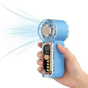 Mini Handheld Portable Fan with LED Light, Small Lightweight Personal Cooling Fan, USB-C Rechargeable Makeup Fan with Emergency Flashlight for Travel & Outdoor (Blue) Mini Handheld Portable Fan with LED Light, Small Lightweight Personal Cooling Fan, USB-C Rechargeable Makeup Fan with Emergency Flashlight for Travel & Outdoor (Blue)