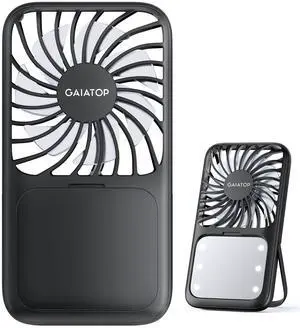 Portable Handheld Fan, 3 Speed LED Makeup Mirror with Light, Folding Stand for Desktop, Rechargeable Mini Personal Fans Small Travel Essentials Gifts for Women Girls Portable Handheld Fan, 3 Speed LED Makeup Mirror with Light, Folding Stand for Desktop, Rechargeable Mini Personal Fans Small Travel Essentials Gifts for Women Girls