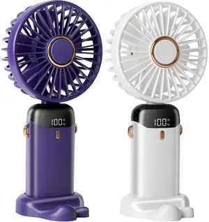 2 PCS Portable Handheld Fan, 12 hours Upgrade 3200mAh Mini Fan with Stand, 90° Foldable, 5 Speed Wind,Hand Held/Neck/Desk 3 in 1 Personal Small Fans, Makeup Fans for Women (Purple, White) 2 PCS Portable Handheld Fan, 12 hours Upgrade 3200mAh Mini Fan with Stand, 90° Foldable, 5 Speed Wind,Hand Held/Neck/Desk 3 in 1 Personal Small Fans, Makeup Fans for Women (Purple, White)