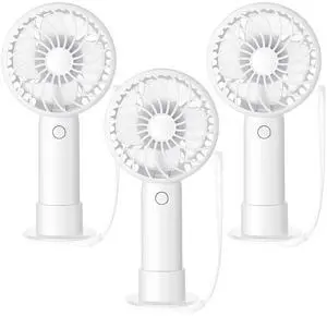 3 Pcs Mini Powerful Handheld Fan 3 Speed Personal Small Portable Rechargeable Fan with Base USB for Women Eyelash Makeup Office Travel Beach Indoor Outdoor (White) 3 Pcs Mini Powerful Handheld Fan 3 Speed Personal Small Portable Rechargeable Fan with Base USB for Women Eyelash Makeup Office Travel Beach Indoor Outdoor (White)