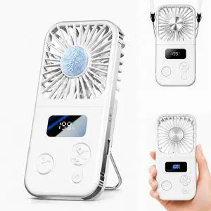 Portable Fan, Handheld Fan with Ice Cooling Plate, 5 Speeds Mini Personal Cooling Fan, Foldable USB-C Desk Fan with Digital Display & Lanyard for Travel Office Camping Portable Fan, Handheld Fan with Ice Cooling Plate, 5 Speeds Mini Personal Cooling Fan, Foldable USB-C Desk Fan with Digital Display & Lanyard for Travel Office Camping