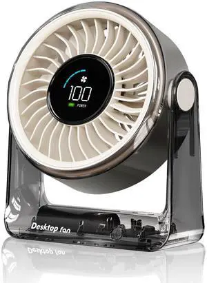 Desk Fan USB Rechargeable, Portable Small Desktop Fan with 6 Speeds Digital Display, 360° Rotation Quiet Table Fan, 4000mAh Battery Powered Fan for Bedroom Home Office Travel, White Desk Fan USB Rechargeable, Portable Small Desktop Fan with 6 Speeds Digital Display, 360° Rotation Quiet Table Fan, 4000mAh Battery Powered Fan for Bedroom Home Office Travel, White