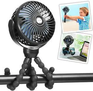 Mini Portable Baby stroller Fan, Battery Operated Personal Small Handheld Fan, 360° Rotate Flexible Tripod Rechargeable Clip On for Car Seat Crib Bike Treadmill Travel Camping Black Mini Portable Baby stroller Fan, Battery Operated Personal Small Handheld Fan, 360° Rotate Flexible Tripod Rechargeable Clip On for Car Seat Crib Bike Treadmill Travel Camping Black