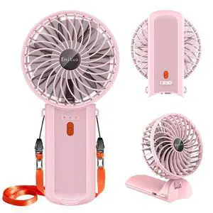 Portable Fan Handheld Fan, Mini Hand Held Fan, 6-15H Cooling Small Personal Fan, 180° Foldable Mini Desk Fan with 4 Quiet Speed, Neck Fan w/Lanyard for Kids Women Men Travel Outdoor Office, Pink Portable Fan Handheld Fan, Mini Hand Held Fan, 6-15H Cooling Small Personal Fan, 180° Foldable Mini Desk Fan with 4 Quiet Speed, Neck Fan w/Lanyard for Kids Women Men Travel Outdoor Office, Pink