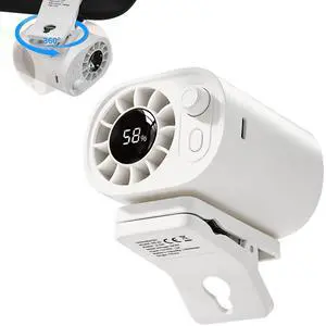 Car Clip On Fan with LED Display, 360° Rotating, 100 Speed Adjustable, Portable USB Rechargeable 1800mAh Battery Personal Cooling Mini Fan Handheld for Summer, Office, Outdoor, Travel - White Car Clip On Fan with LED Display, 360° Rotating, 100 Speed Adjustable, Portable USB Rechargeable 1800mAh Battery Personal Cooling Mini Fan Handheld for Summer, Office, Outdoor, Travel - White