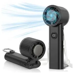 Foldable Handheld Portable Fan, Small but Efficient, Long-Runtime, Rechargeable Outdoor Mini Cooling Fan, Battery Powered Portable Cooling, 5-Speed, Summer Beach Essentials for Travel (Black) Foldable Handheld Portable Fan, Small but Efficient, Long-Runtime, Rechargeable Outdoor Mini Cooling Fan, Battery Powered Portable Cooling, 5-Speed, Summer Beach Essentials for Travel (Black)