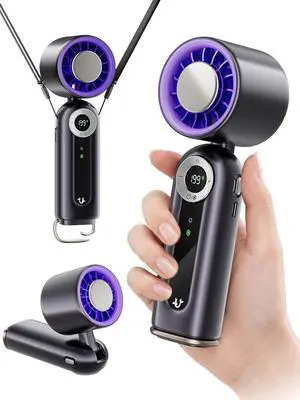 Portable Fan Rechargeable, Small Hand Held Mini Personal Fan with Cooling Plate, Digital Display, 199 Speeds, Foldable Desk & Neck Use, LED Light & Carabiner for Travel Camping Portable Fan Rechargeable, Small Hand Held Mini Personal Fan with Cooling Plate, Digital Display, 199 Speeds, Foldable Desk & Neck Use, LED Light & Carabiner for Travel Camping