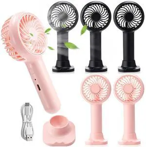 6 Pcs Mini Handheld Fan 3 Speed Powerful Portable Fans Cute USB Rechargeable Fans Personal Battery Operated Fan with Desktop Base for Makeup Eyelash Travel Beach Office Desk(Pink, Black) 6 Pcs Mini Handheld Fan 3 Speed Powerful Portable Fans Cute USB Rechargeable Fans Personal Battery Operated Fan with Desktop Base for Makeup Eyelash Travel Beach Office Desk(Pink, Black)