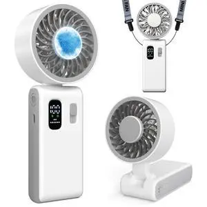 Portable Handheld Fan with Ice Cooling, 100 Speed Rechargeable Mini Desk Fan, Up to 12Hrs Cooling, Powerful Folding Personal Fan for Travel, Camping, Office (White) Portable Handheld Fan with Ice Cooling, 100 Speed Rechargeable Mini Desk Fan, Up to 12Hrs Cooling, Powerful Folding Personal Fan for Travel, Camping, Office (White)