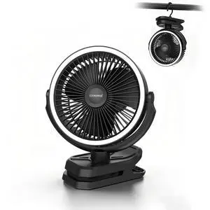 Clip on Fan 16000mAh: Portable Rechargeable Clamp Fan for Stroller Bed Camping Tent Golf Cart - Quiet Battery Operated with 3 Speed Strong Airflow LED Light Hook for Office Desk Outdoor (Black) Clip on Fan 16000mAh: Portable Rechargeable Clamp Fan for Stroller Bed Camping Tent Golf Cart - Quiet Battery Operated with 3 Speed Strong Airflow LED Light Hook for Office Desk Outdoor (Black)