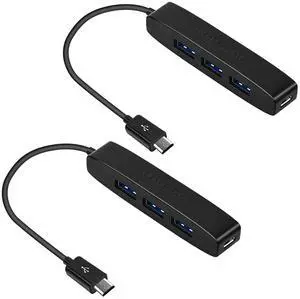 3-Port Micro USB OTG Hub Adapter (3 USB Ports + Power Port) for Fire Stick 4K, PlayStation Classic, Raspberry Pi Zero, Sega Genesis Mini, S/NES Classic Mini and More - 2 Pack 3-Port Micro USB OTG Hub Adapter (3 USB Ports + Power Port) for Fire Stick 4K, PlayStation Classic, Raspberry Pi Zero, Sega Genesis Mini, S/NES Classic Mini and More - 2 Pack