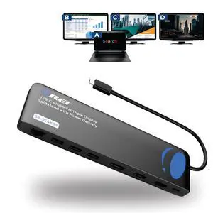 USB C Docking Station Triple Monitor, SplitXtend 12-in-1 Laptop Dock with 2 HDMI + DisplayPort, 4K@60Hz, 85W PD, Ethernet, USB, SD/TF 3 Monitor Dock (MST, No Drivers, Windows) USB C Docking Station Triple Monitor, SplitXtend 12-in-1 Laptop Dock with 2 HDMI + DisplayPort, 4K@60Hz, 85W PD, Ethernet, USB, SD/TF 3 Monitor Dock (MST, No Drivers, Windows)