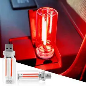 2 PCS Car USB Night Light Bulb, Touch Dimmable Car Interior Ambient Lights, Mini Retro Glass Bottle LED Lamp, Plug-in USB Mood Light for Vehicle, Bedroom, Camping(Red) 2 PCS Car USB Night Light Bulb, Touch Dimmable Car Interior Ambient Lights, Mini Retro Glass Bottle LED Lamp, Plug-in USB Mood Light for Vehicle, Bedroom, Camping(Red)