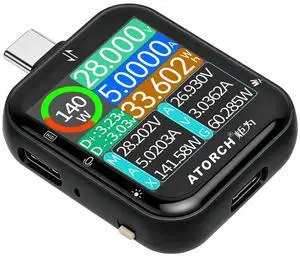 T3 USB C Tester, Digital Power Meter, 4.5-50V Voltmeter Ammeter with 2.5D Touch Screen, PD QC VOOC Fast Charging Protocol Detector, Bluetooth Data Transfer & Power Ripple Tester-Black T3 USB C Tester, Digital Power Meter, 4.5-50V Voltmeter Ammeter with 2.5D Touch Screen, PD QC VOOC Fast Charging Protocol Detector, Bluetooth Data Transfer & Power Ripple Tester-Black