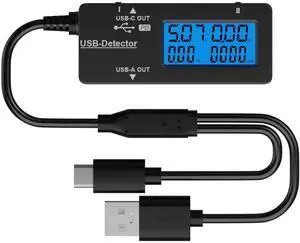 Variable Backlight USB Tester, LCD Display USB C & A Multi Meter, Voltmeter Amp Power Meter Battery Capacity Tester Internal Resistance Battery Level Indicator for Laptop Tablet Phone Power Bank Variable Backlight USB Tester, LCD Display USB C & A Multi Meter, Voltmeter Amp Power Meter Battery Capacity Tester Internal Resistance Battery Level Indicator for Laptop Tablet Phone Power Bank