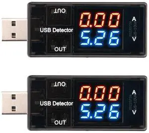 2Pcs USB Tester USB Power Meter, DC Digital Voltage & Current Meter with Blue & Red Display Multi-Function USB Voltmeter Ammeter for USB-C Tester, USB Port Tester, DC Power Meter 2Pcs USB Tester USB Power Meter, DC Digital Voltage & Current Meter with Blue & Red Display Multi-Function USB Voltmeter Ammeter for USB-C Tester, USB Port Tester, DC Power Meter