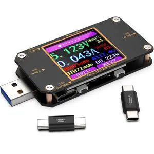 USB Tester Meter USB C Voltage Tester, 2-in-1 Digital USB Current Watt Multimeter, PD Battery Power Capacity Ammeter Voltmeter with Type C Connector USB Tester Meter USB C Voltage Tester, 2-in-1 Digital USB Current Watt Multimeter, PD Battery Power Capacity Ammeter Voltmeter with Type C Connector