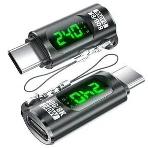 240W USB C Adapter Power Meter Tester (2 Pack) - Voltage Current Power LED Digital Display, Type C Male to Female Extension Connector for iPhone 15/16, MacBook, iPad & More USBC Cables/Devices 240W USB C Adapter Power Meter Tester (2 Pack) - Voltage Current Power LED Digital Display, Type C Male to Female Extension Connector for iPhone 15/16, MacBook, iPad & More USBC Cables/Devices