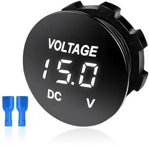 DC 12V 24 V Voltmeter Gauge, Car LED Digital Display Round Panel Voltage Gauge Meter, Waterproof Mini Volt Tester Battery Monitor Indicator for Car Truck Marine Boat (White) DC 12V 24 V Voltmeter Gauge, Car LED Digital Display Round Panel Voltage Gauge Meter, Waterproof Mini Volt Tester Battery Monitor Indicator for Car Truck Marine Boat (White)