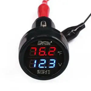 Digital DC Voltage 10-170 Degree Fahrenheit Temperature Monitor Car Motorcycle Battery Voltmeter Thermometer 12V 24V Temp Volt Tester Multimeter Digital DC Voltage 10-170 Degree Fahrenheit Temperature Monitor Car Motorcycle Battery Voltmeter Thermometer 12V 24V Temp Volt Tester Multimeter