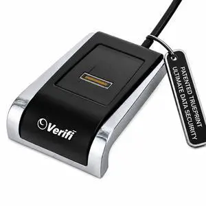 P2000 Desktop USB Fingerprint Reader, PASSKEY, Windows Hello-Compatible Fingerprint Reader, Aluminum Finish, Black/Silver P2000 Desktop USB Fingerprint Reader, PASSKEY, Windows Hello-Compatible Fingerprint Reader, Aluminum Finish, Black/Silver