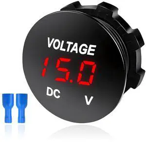DC 12V 24 V Voltmeter Gauge, Car LED Digital Display Round Panel Voltage Gauge Meter, Waterproof Mini Volt Tester Battery Monitor Indicator for Car Truck Marine Boat (Red) DC 12V 24 V Voltmeter Gauge, Car LED Digital Display Round Panel Voltage Gauge Meter, Waterproof Mini Volt Tester Battery Monitor Indicator for Car Truck Marine Boat (Red)