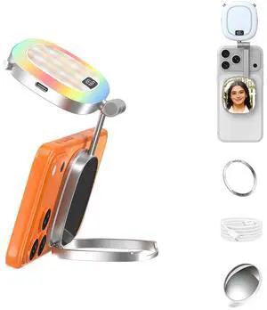 Magnetic Selfie Fill Ring Light for Phone, Portable Phone Accessories with Make-up Mirror Built-in Magnet Support Viewfinder Mirror Attaching for Vlog/Tiktok/Video Recording/Little Conference Magnetic Selfie Fill Ring Light for Phone, Portable Phone Accessories with Make-up Mirror Built-in Magnet Support Viewfinder Mirror Attaching for Vlog/Tiktok/Video Recording/Little Conference