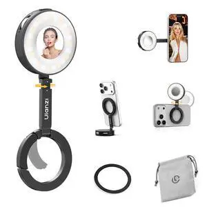 ML05 Magnetic Selfie Ring Light, Fill Light with Built-in Mirror, 2500K-9000K Dimmable Portable LED Flash, CRI97 Pocket Video Light for iPhone 17 16 Pro Max Series, Vlog Live Makeup Shooting ML05 Magnetic Selfie Ring Light, Fill Light with Built-in Mirror, 2500K-9000K Dimmable Portable LED Flash, CRI97 Pocket Video Light for iPhone 17 16 Pro Max Series, Vlog Live Makeup Shooting