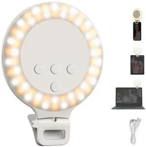 Entry Level Version 3.8" Ring Light, 3W Clip on Phone Selfie Lighting for iPhone Laptop Desk Computer Webcam Video Conference Zoom Vlog Recording Streaming Makeup, 3 Modes CRI80 600mAh, NR5 Entry Level Version 3.8" Ring Light, 3W Clip on Phone Selfie Lighting for iPhone Laptop Desk Computer Webcam Video Conference Zoom Vlog Recording Streaming Makeup, 3 Modes CRI80 600mAh, NR5