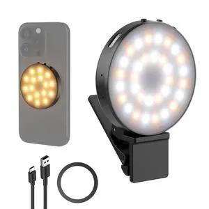 Entry Level Version Magnetic Selfie Light Compatible with MagSafe iPhone, 1W Clip on Metal LED Phone Fill Ring Lighting for Laptop Video Conference Makeup Recording, CRI95+ 840lux/0.2m, NL32R Entry Level Version Magnetic Selfie Light Compatible with MagSafe iPhone, 1W Clip on Metal LED Phone Fill Ring Lighting for Laptop Video Conference Makeup Recording, CRI95+ 840lux/0.2m, NL32R