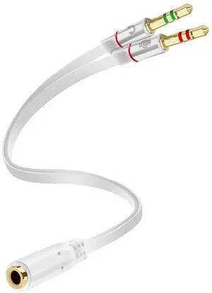 Headphone Splitter 3.5mm, Audio Splitter 2 Female to 1 Male, Y Splitters Cable for Headset Xbox PS4 Headset Microphone Computer Gaming Speaker PC Laptop, White Headphone Splitter 3.5mm, Audio Splitter 2 Female to 1 Male, Y Splitters Cable for Headset Xbox PS4 Headset Microphone Computer Gaming Speaker PC Laptop, White