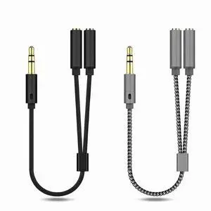 2Pcs 3.5mm Headset Splitter Cable, Female to Dual Male Adapter 2Pcs 3.5mm Headset Splitter Cable, Female to Dual Male Adapter