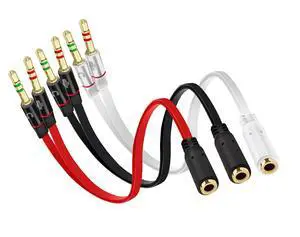 Headphone Splitter for Computer, 3-Pack Audio/Mic Splitter 3.5mm Female to 2 Dual 3.5mm Male Headphone Mic Audio Y Splitter Cable Smartphone Headset to PC Adapter, Black, Red, White Headphone Splitter for Computer, 3-Pack Audio/Mic Splitter 3.5mm Female to 2 Dual 3.5mm Male Headphone Mic Audio Y Splitter Cable Smartphone Headset to PC Adapter, Black, Red, White
