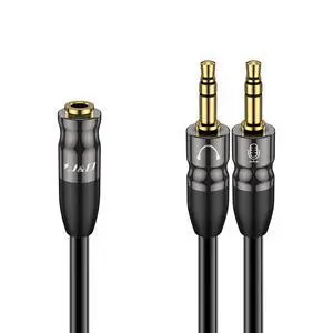0.65 Feet Headphone Splitter Cable, 3.5mm Female to Dual 3.5mm Male Mic Splitter for PC, Laptop, Smartphone 0.65 Feet Headphone Splitter Cable, 3.5mm Female to Dual 3.5mm Male Mic Splitter for PC, Laptop, Smartphone